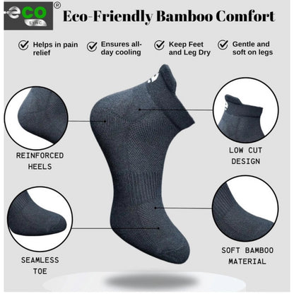 4_Pair Set Unisex Casual Bamboo Cotton Printed Ankle Length Socks (Multicolor)