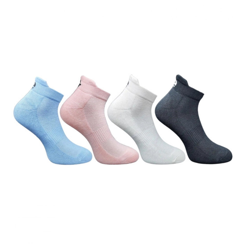 4_Pair Set Unisex Casual Bamboo Cotton Printed Ankle Length Socks (Multicolor)