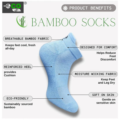 4_Pair Set Unisex Casual Bamboo Cotton Printed Ankle Length Socks (Multicolor)