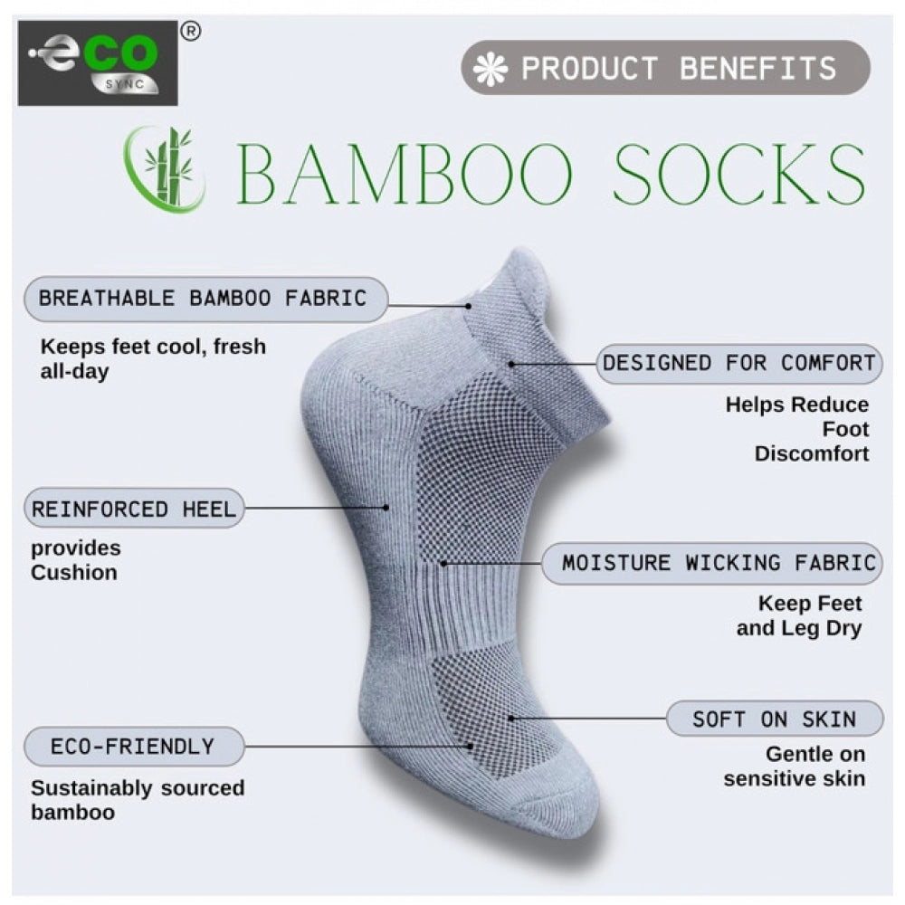4_Pair Set Unisex Casual Bamboo Cotton Printed Ankle Length Socks (Multicolor)