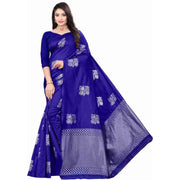 Women's Soft Lichi Silk Printed Saree With Unstitched Blouse 5.5 Mtr (Royal-Blue)