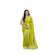 Women's Soft Lichi Silk Printed Saree With Unstitched Blouse 5.5 Mtr (Green)