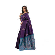 Women's Soft Lichi Silk Printed Saree With Unstitched Blouse 5.5 Mtr (Blue)