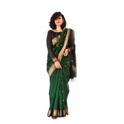 Women's Soft Lichi Silk Printed Saree With Unstitched Blouse 5.5 Mtr (Green)