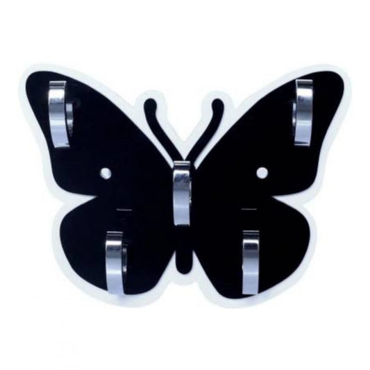 Pack Of 2_Butterfly Key Holder – Decorative Wall Mount Key Organizer (Color: Black) | Home Accessories