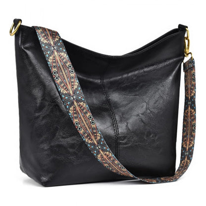 Women's PU Leather Zipper Handbag (Black) - POPNOVA