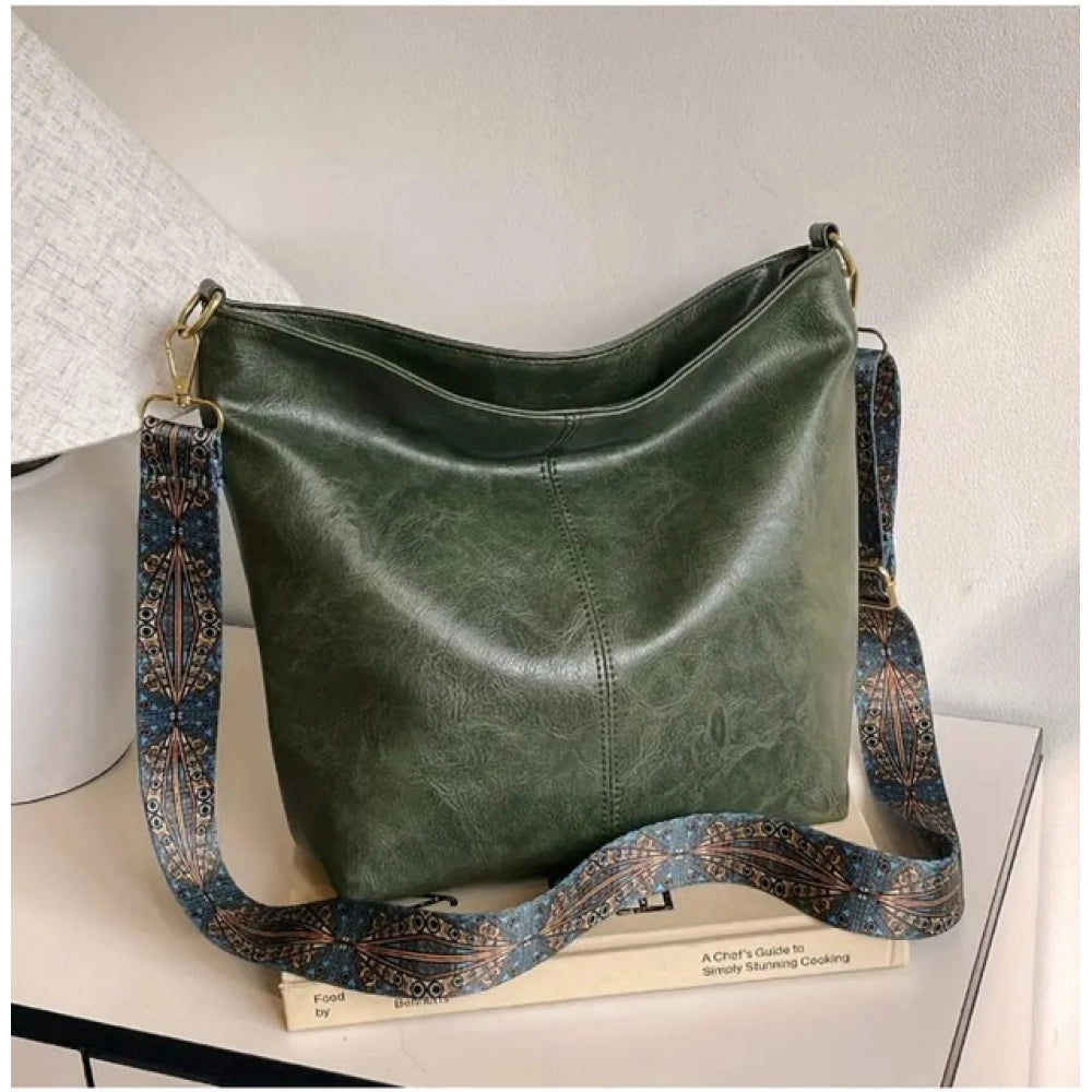 Women's PU Leather Zipper Handbag (Green) - POPNOVA