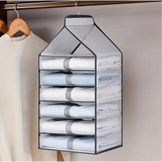 Hanging Foldable Fabric Closet Organizer with 6 Shelves | Home Accessories