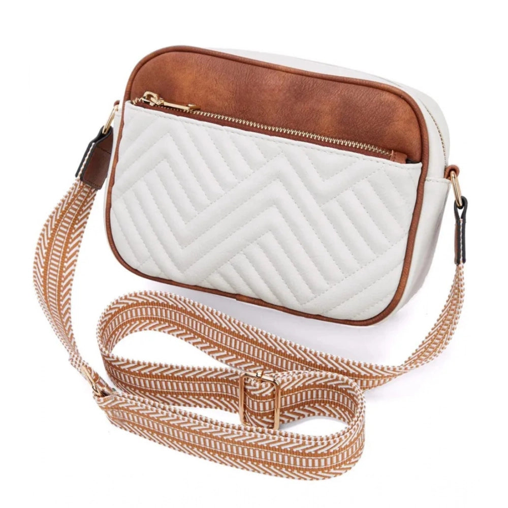 Women's PU Leather Zipper Sling Bag - POPNOVA
