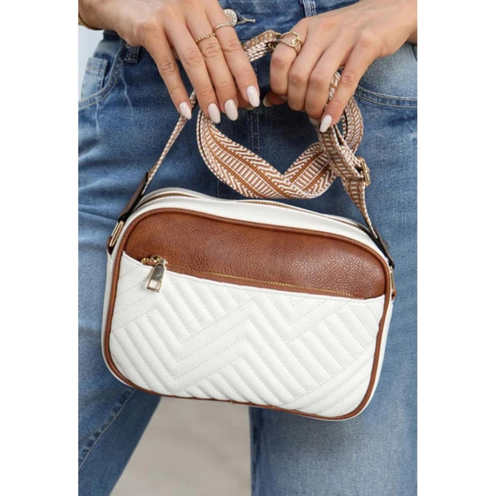 Women's PU Leather Zipper Sling Bag - POPNOVA