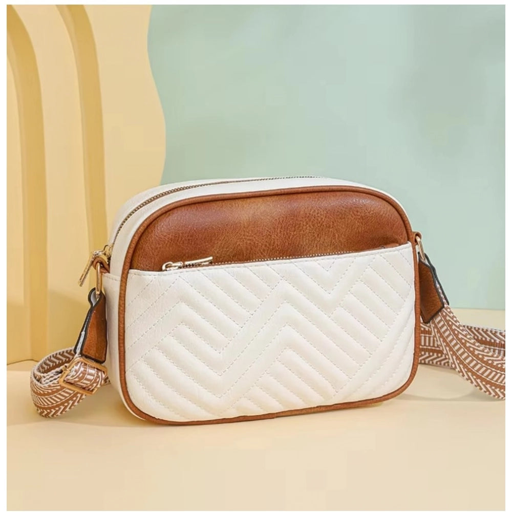 Women's PU Leather Zipper Sling Bag - POPNOVA