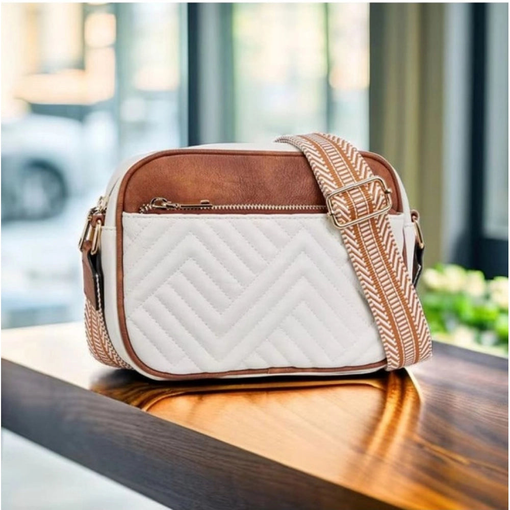 Women's PU Leather Zipper Sling Bag - POPNOVA