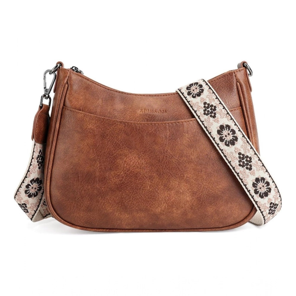 Women's PU Leather Zipper Sling Bag - POPNOVA