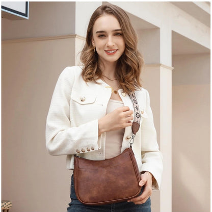 Women's PU Leather Zipper Sling Bag - POPNOVA