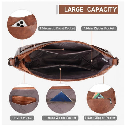 Women's PU Leather Zipper Sling Bag - POPNOVA