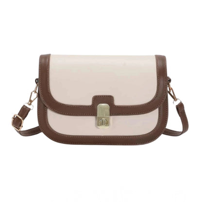 Women's PU Leather Zipper Sling Bag (Beige) - POPNOVA