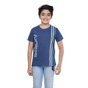 Boy's Cotton Grapic Printed Round Neck T-Shirt - Blue