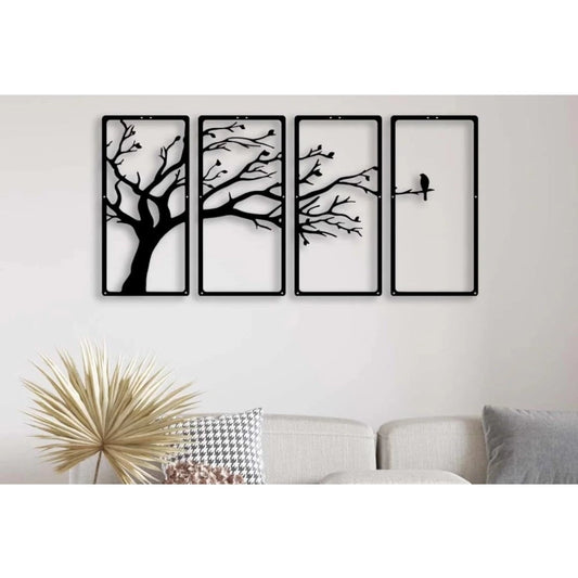 Wooden 3D 4 Pieces Tree Wall Art Panel Frame | Home Accessories