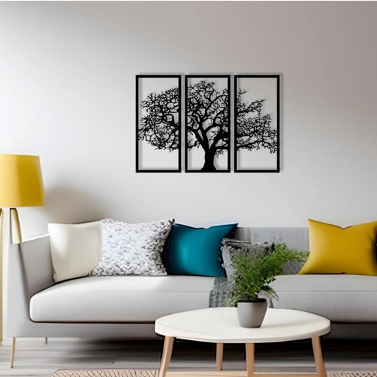 Wooden 3 Pieces Tree Wall Art Panel Frame for Home Decor | Home Accessories