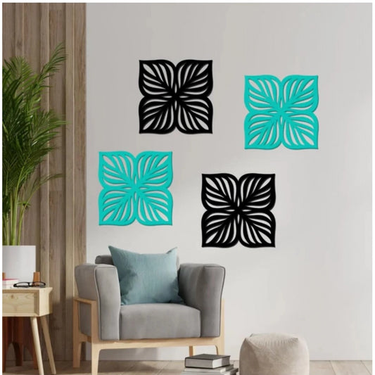 Flowers Design Wooden Wall Decor – Set of 4 Pieces | Home Accessories