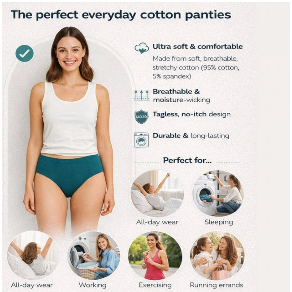 Generic Pack of_3 Women's Cotton Solid Hipster Panty (Multicolor)