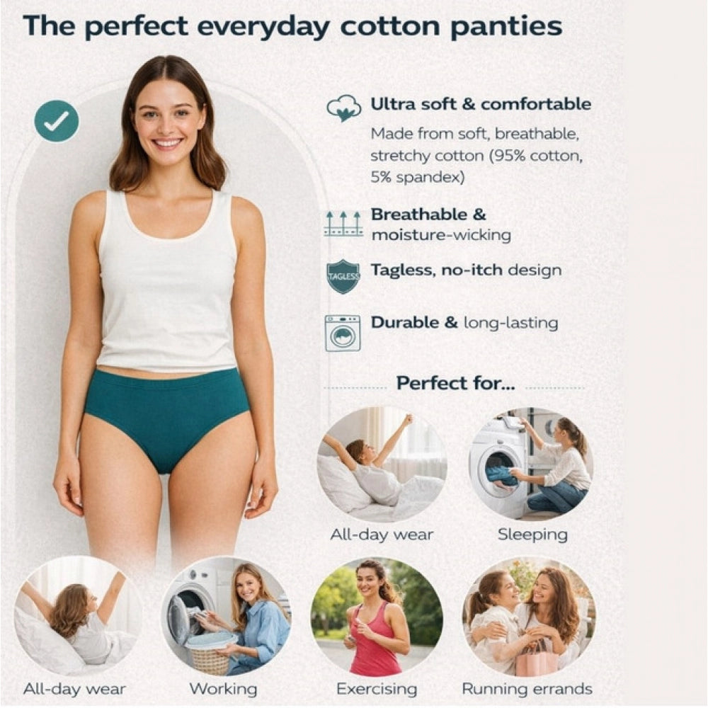 Generic Pack of_6 Women's Cotton Solid Hipster Panty (Multicolor)