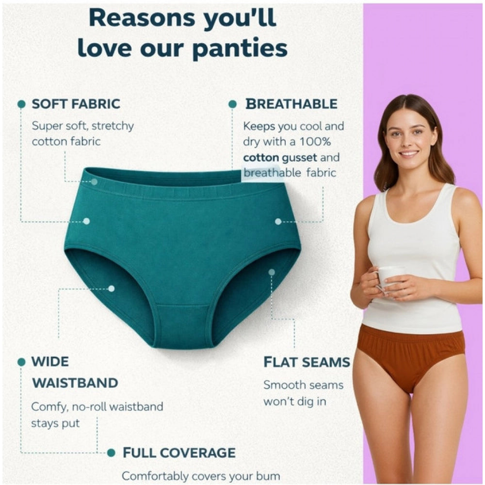 Generic Pack of_6 Women's Cotton Solid Hipster Panty (Multicolor)