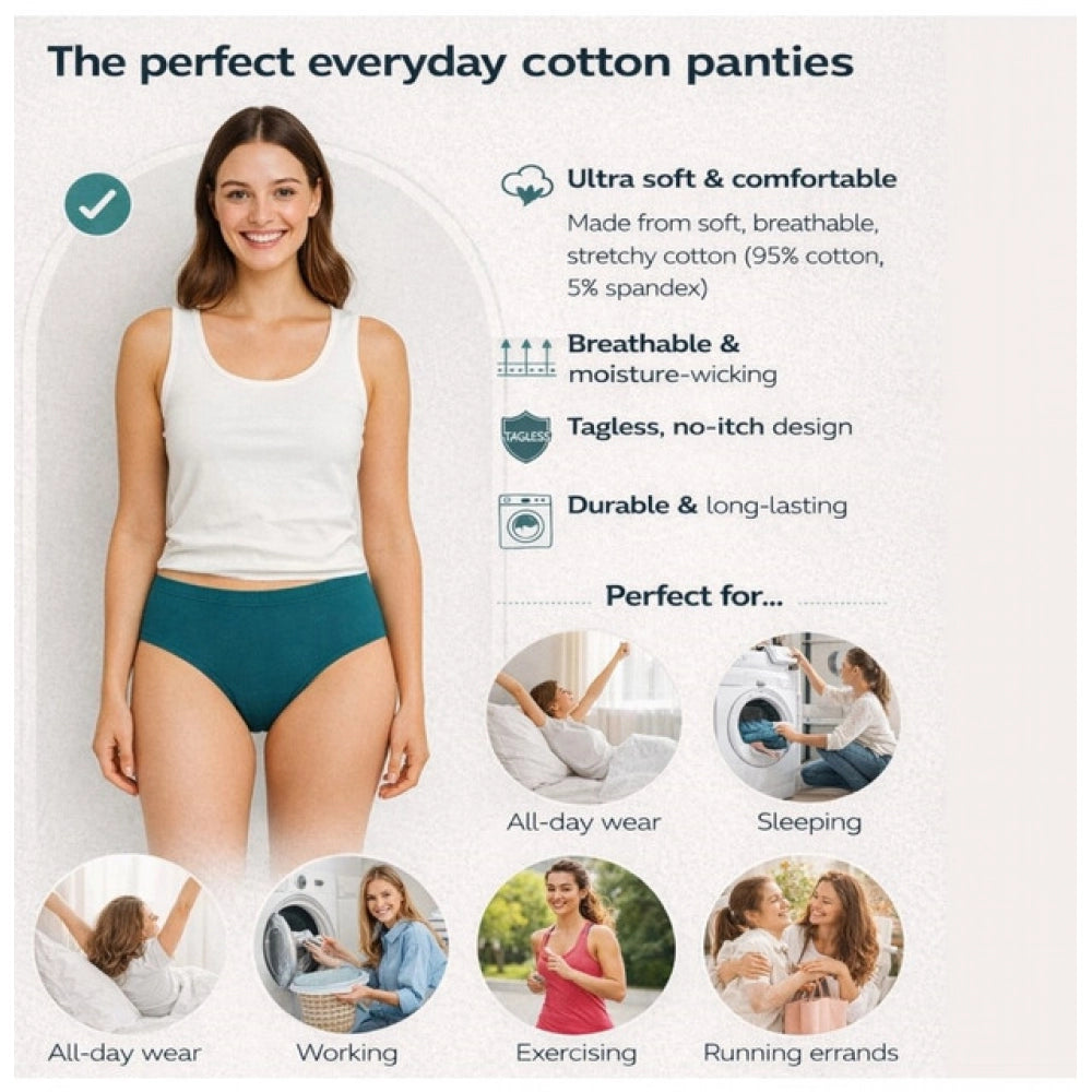 Generic Pack of_6 Women's Cotton Solid Hipster Panty (Multicolor)