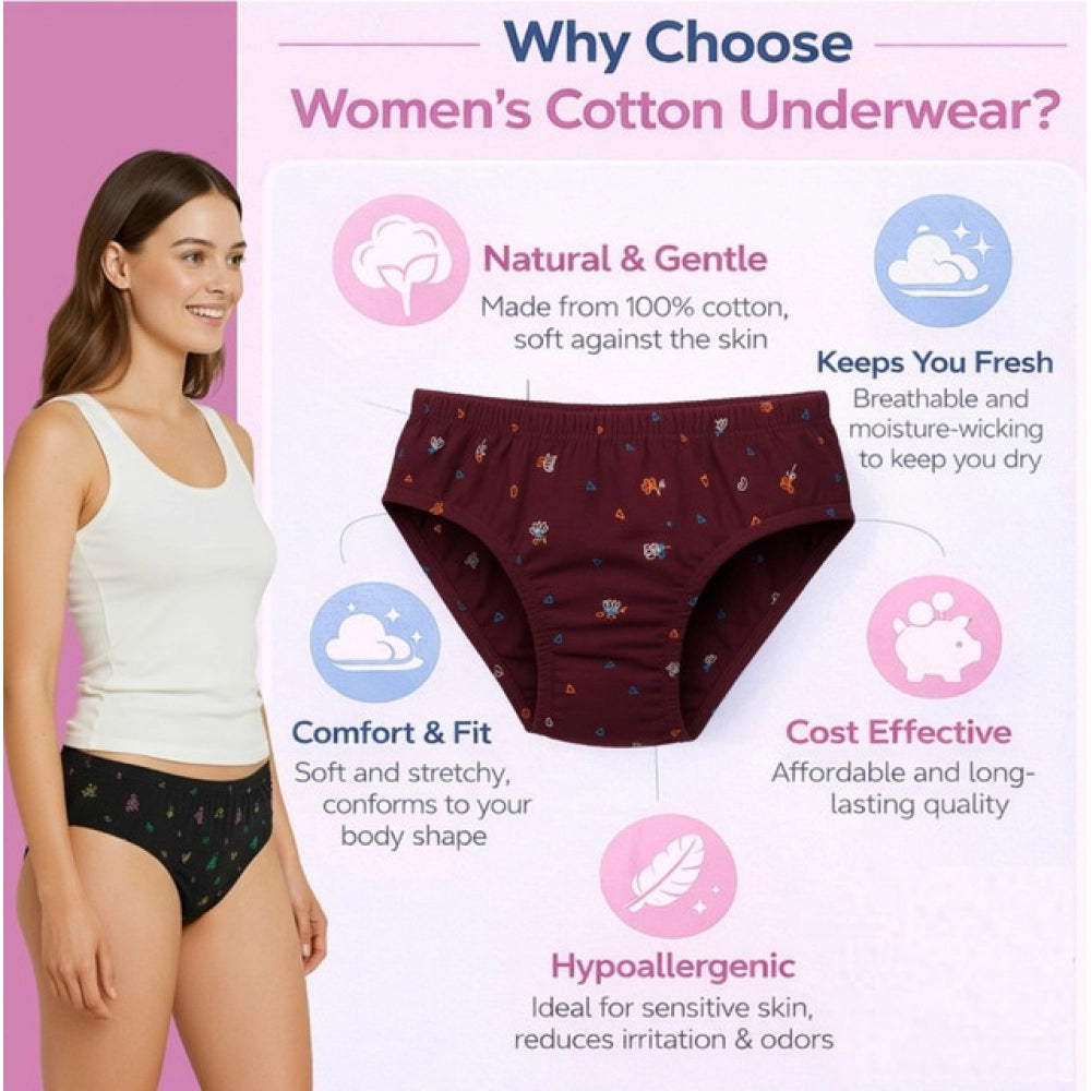 Generic Pack of_6 Women's Cotton Printed Hipster Panty (Multicolor)