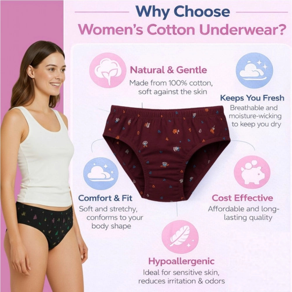 Generic Pack of_6 Women's Cotton Printed Hipster Panty (Multicolor)