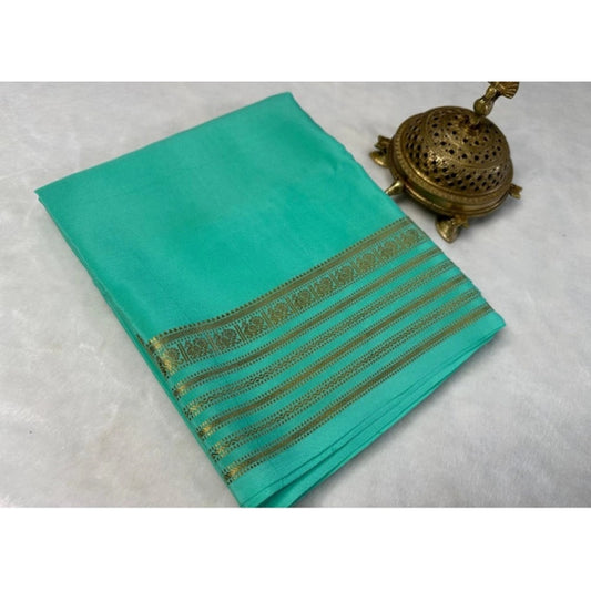 Women's Crepe Chit Pallu Solid Saree With Unstitched Blouse 5.5m (Ramagreen)