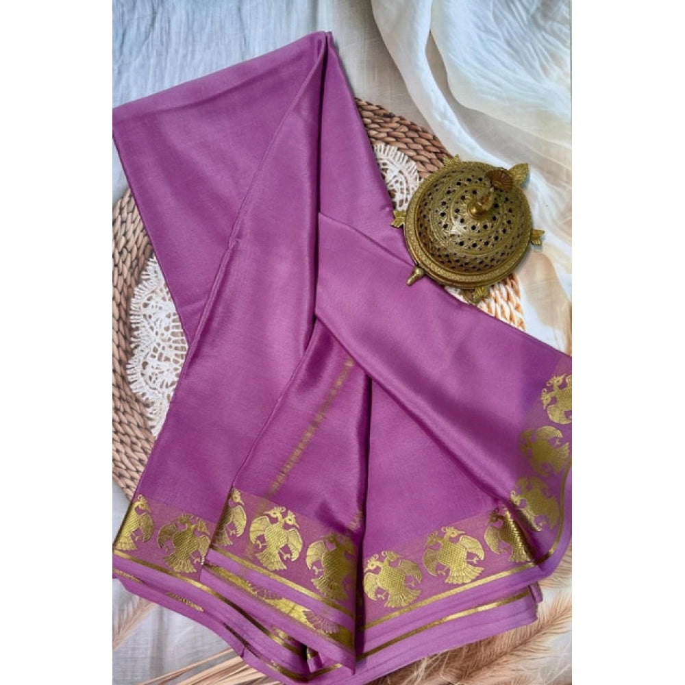 Women's Crepe Chit Pallu Solid Saree With Unstitched Blouse 5.5 Mtr (Pink)