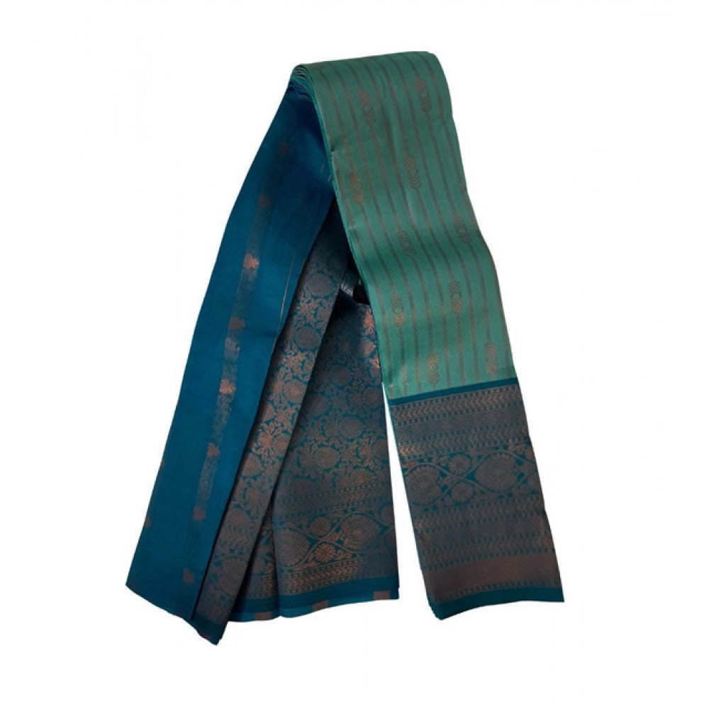 Women's Soft Silk Woven Saree With Unstitched Blouse 5.5 Mtr (Dark Pista)