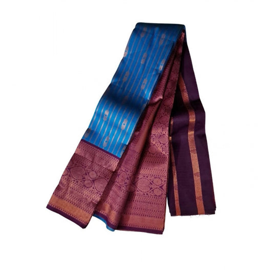 Women's Soft Silk Woven Saree With Unstitched Blouse 5.5m (Blue)