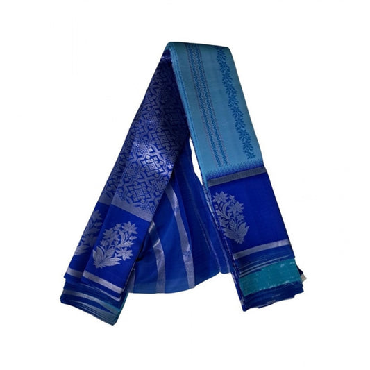 Women's Soft Silk Woven Saree With Unstitched Blouse 5.5m (Royal Blue)