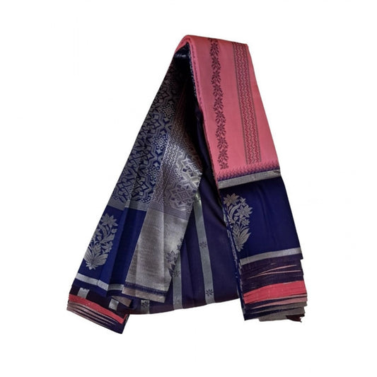 Women's Soft Silk Woven Saree With Unstitched Blouse 5.5m (Pink)