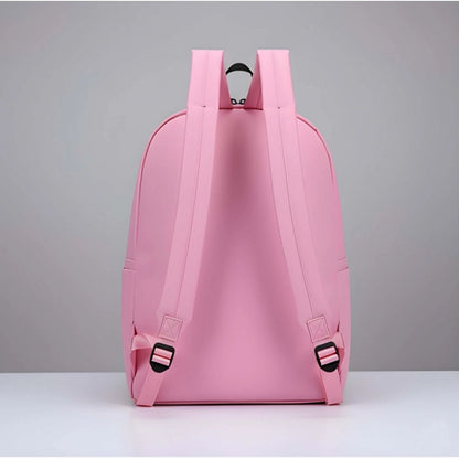 Unisex PU Leather Solid Medium Zipper Backpack (Pink) - POPNOVA