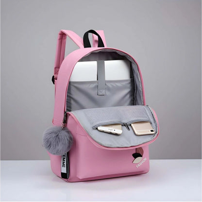 Unisex PU Leather Solid Medium Zipper Backpack (Pink) - POPNOVA