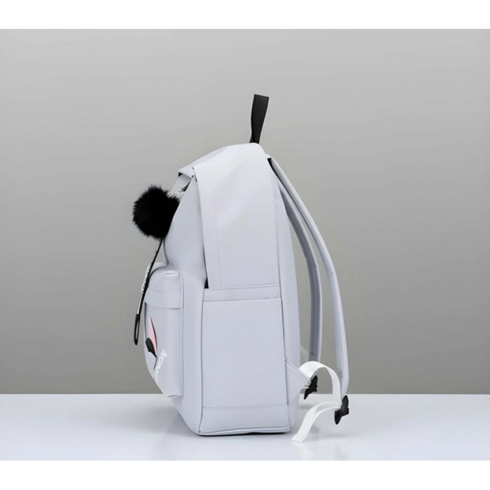 Generic Unisex PU Leather Solid Medium Zipper Backpack (Grey)