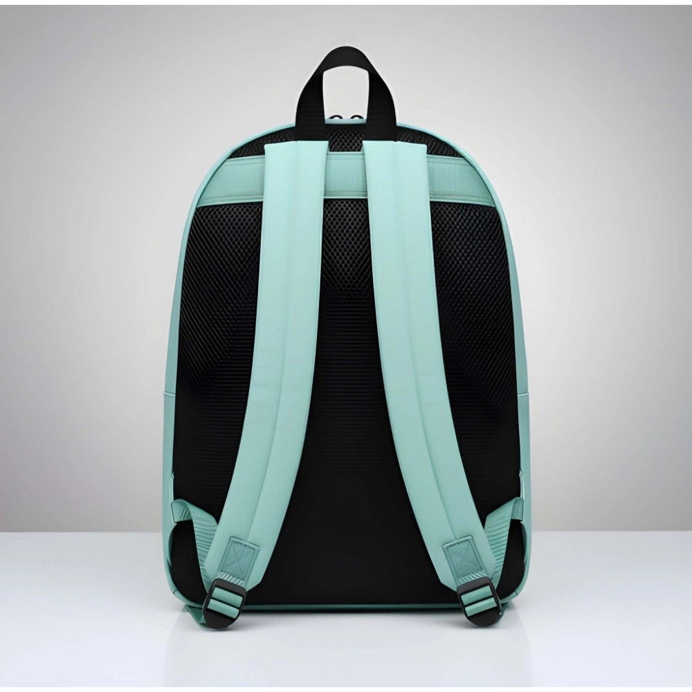 Unisex PU Leather Solid Medium Zipper Backpack (Green) - POPNOVA