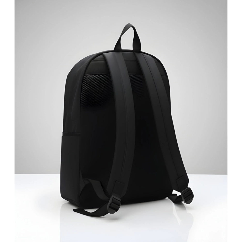 Generic Unisex PU Leather Solid Medium Zipper Backpack (Black)