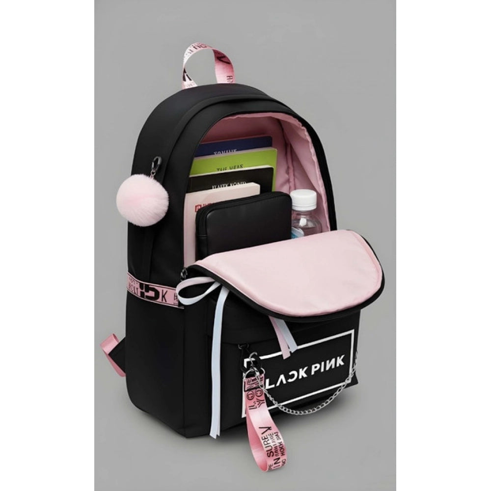 Unisex PU Leather Solid Medium Zipper Backpack (Black) - POPNOVA