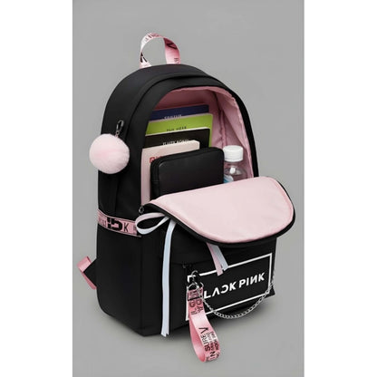 Unisex PU Leather Solid Medium Zipper Backpack (Black) - POPNOVA