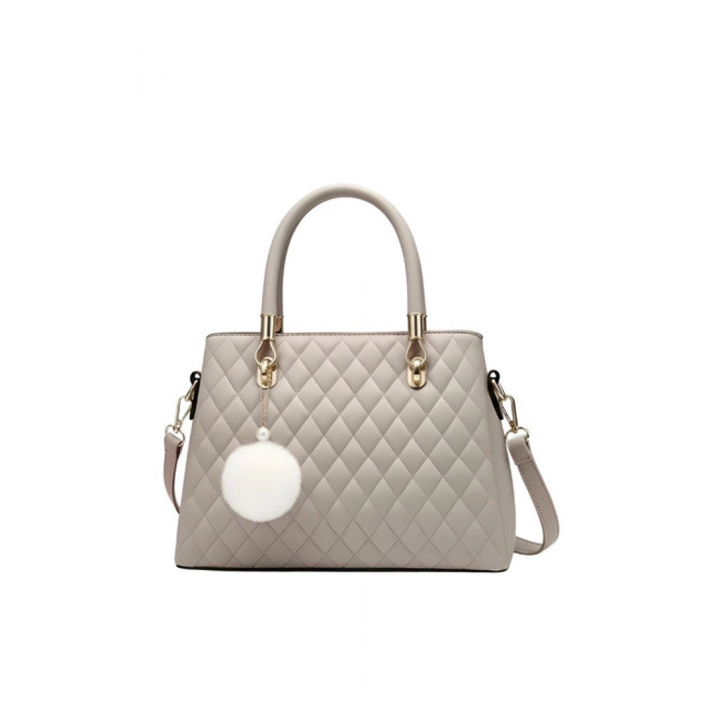 Women's PU Leather Solid Shoulder Zipper Handbag (Grey) - POPNOVA