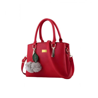 Women's PU Leather Solid Shoulder Zipper Handbag (Red) - POPNOVA