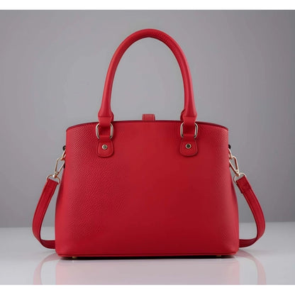 Women's PU Leather Solid Shoulder Zipper Handbag (Red) - POPNOVA