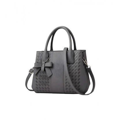 Women's PU Leather Solid Shoulder Zipper Handbag (Grey) - POPNOVA