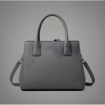 Women's PU Leather Solid Shoulder Zipper Handbag (Grey) - POPNOVA