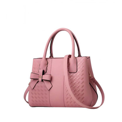 Women's PU Leather Solid Shoulder Zipper Handbag (Pink) - POPNOVA