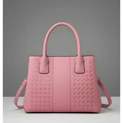 Women's PU Leather Solid Shoulder Zipper Handbag (Pink) - POPNOVA